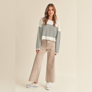*EUC: MIOU MUSE / Striped Crew Neck Sweater - Black/White